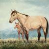 "Opal's Gold" 9" x 12" oil
Our mare Opal's Gold with her new filly Fanny - a gorgeous red dun. She had her in Oregon.